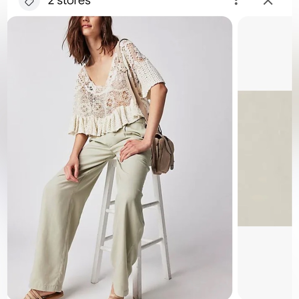 Free People Falling Out Trouser in Sage